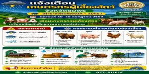 แจ้งเตือนเกษตรกรผู้เลี้ยงสัตว์ จังหวัดชุมพร เฝ้าระวังฝนตกหนัก