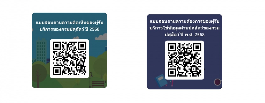 แบบสอบถามความต้องการใช้ข้อมูลด้านปศุสัตว์และแบบสอบถามความคิดเห็นของผู้รับบริการฯปี2568